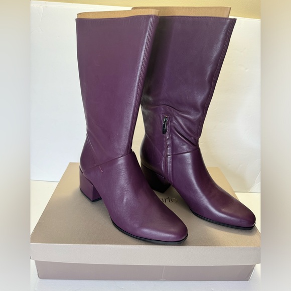 Franco Sarto Jaxine Plum Leather Mid Boots Size 8.5M New - Picture 2 of 7